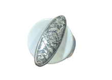 Load image into Gallery viewer, Silver Metal Floral Oval Shank Button