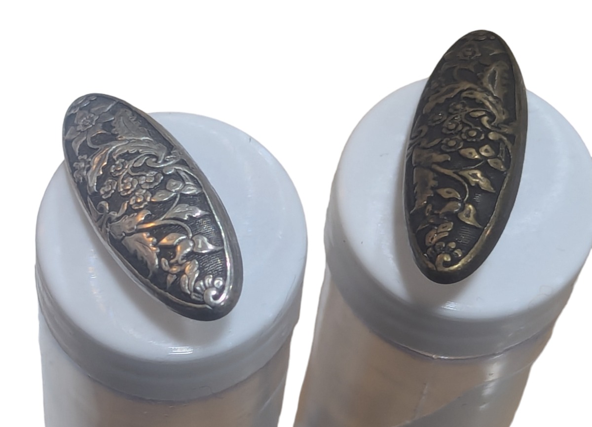 Silver Metal Floral Oval Shank Button|Minervas Bower – Minerva's Bower