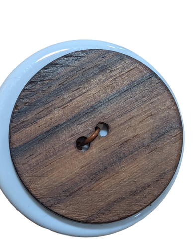 Wooden Button, Large Flat Warm Wood