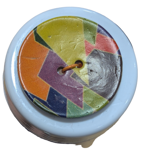 Italian Painted Abstract Coconut Button