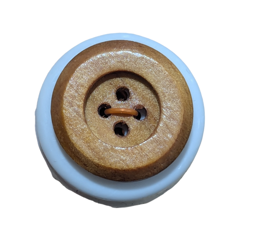 Wooden Button, Medium Rounded Raised Rim Button