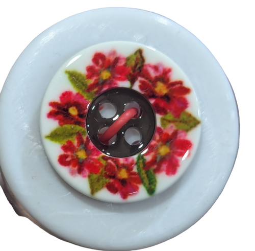 Red Floral Wreath Button