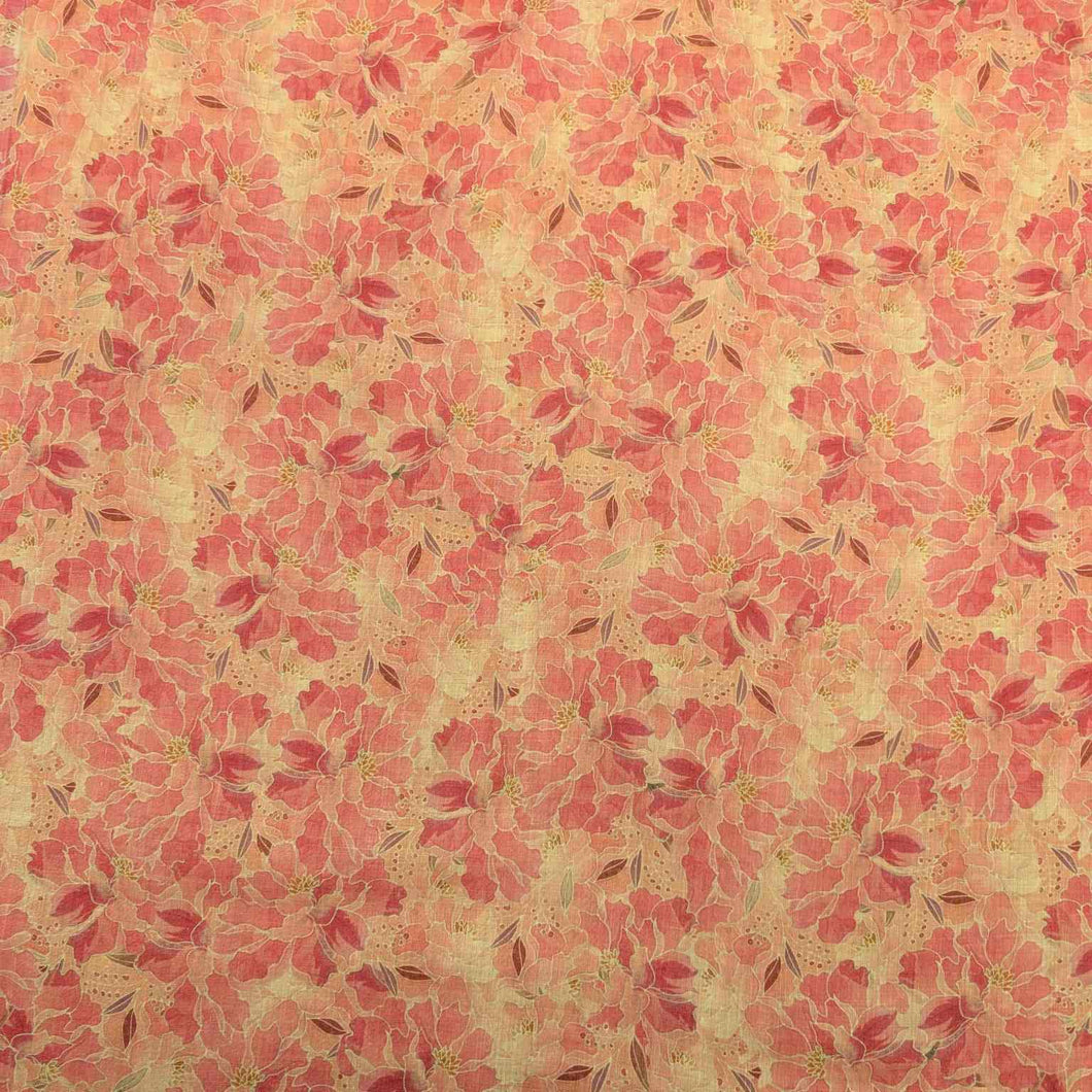 Flat lay of Ramie, Pink Peony, for sale at MInerva's Bower