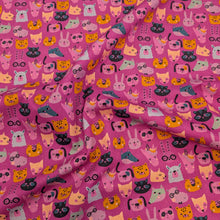Load image into Gallery viewer, Flat drape of 100% Cotton Poplin,Pink Zoo for sale at Minerva&#39;s Bower