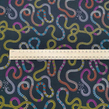 Load image into Gallery viewer, Flat lay of 100% Cotton, Pivot on Black by Ruby Star Society, ruler included for scale, for sale at MInerva&#39;s Bower