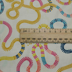 Close up of 100% Cotton, Pivot on Cream by Ruby Star Society, ruler included for sclae, for sale at Minerva's Bower