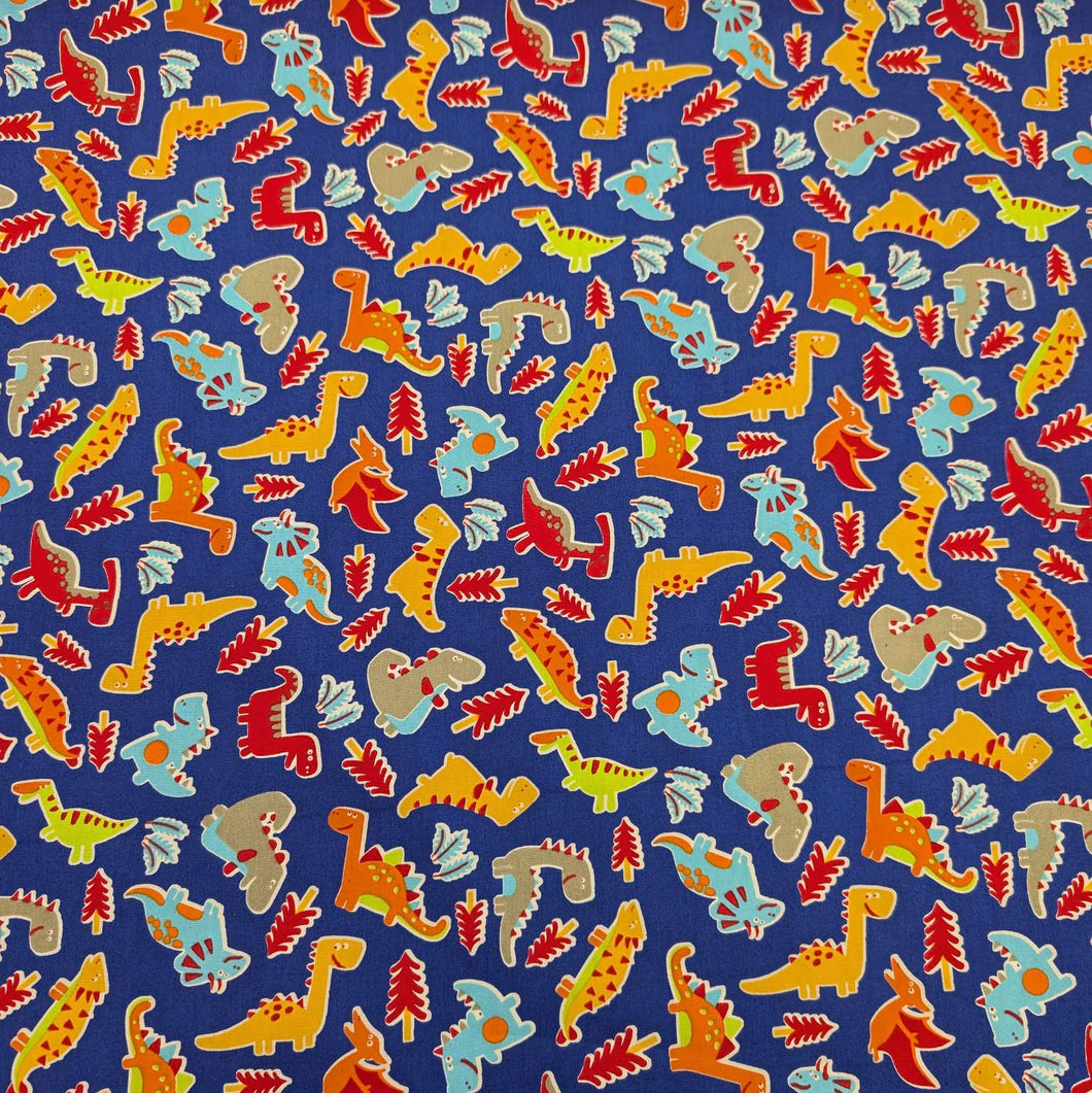 Flat lay of 100% Cotton Poplin, Dinos for sale at Minerva's Bower