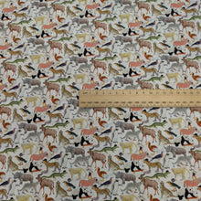 Load image into Gallery viewer, Liberty 100% Cotton Tana Lawn, Quey 2 A, animals on White backgound with ruler for scale, for sale at Minerva&#39;s Bower