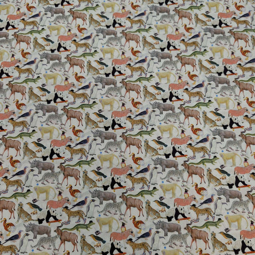 Liberty 100% Cotton Tana Lawn, Quey 2 A, animals on White backgound, for sale at Minerva's Bower