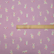 Load image into Gallery viewer, Flat lay of Ruby Star 85% Cotton 15% Linen, Lofi Linen Rabbeats in Wisteria, ruler included for scale - for sale at Minerva's Bower