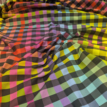 Load image into Gallery viewer, Flat drape of Extra Wideback 100% Cotton, Rainbow Check, for sale at Minerva's Bower