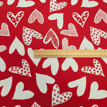 Load image into Gallery viewer, Flat lay of 100% Cotton Poplin, Red Heart for sale at Minerva&#39;s Bower, ruler included for scale