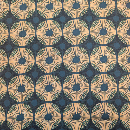 Flat lay of Premium Ruby Star linen cotton, Reimagined Landscapes - Blue, for sale at Minerva's Bower