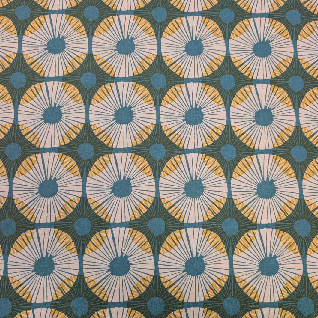 Flat lay of Premium Ruby Star linen cotton, Reimagined Landscapes - Green, for sale at Minerva's Bower