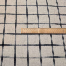 Load image into Gallery viewer, Flat lay of Remi 88% Linen 12% Rayon Check, ruler included for scale - for sale at Minerva's Bower