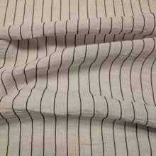 Load image into Gallery viewer, Flat drape of Remi 92% Linen 8% Rayon Stripe, ruler included for scale - or sale at Mineva's Bower