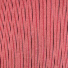 Load image into Gallery viewer, Flat lay of Rhubarb Stripe 40% linen 60% cotton - for sale at Minerva's Bower