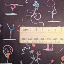 Load image into Gallery viewer, Close up of Liberty 100% cotton Tana Lawn, Ribbon Twirl , ruler included for scale, for sale at Minerva&#39;s Bower