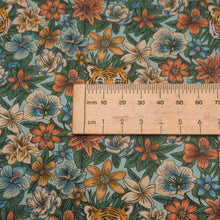 Load image into Gallery viewer, Close up flat lay of Liberty 100% cotton Tana Lawn, Scotty's Tiger, ruler included for scale - for sale at Minerva's Bower