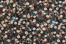 Load image into Gallery viewer, See You At Six Cotton French Terry, Flower Harvest - Black - $42 per metre ($10.50 - 1/4 metre)