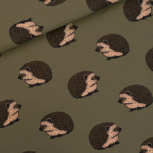 Load image into Gallery viewer, See You At Six Cotton French Terry, Hedgehog - Beech Green - $42 per metre ($10.50 - 1/4 metre)