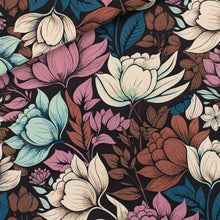 Load image into Gallery viewer, See You At Six Viscose Rayon, Magnolia, Espresso - $30 per metre ($7.50 - 1/4 metre)