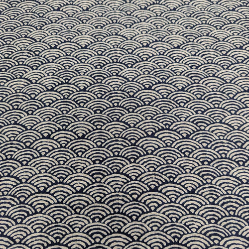 Japanese 100% cotton Indigo fabric with traditional wave design, for sale at Minervas Bower
