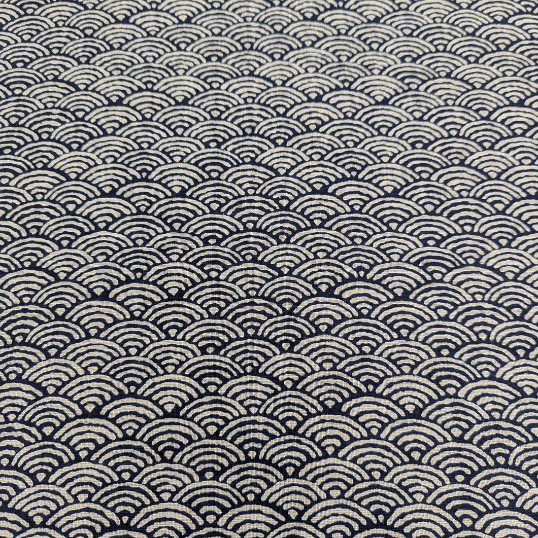  Japanese 100% cotton Indigo fabric with traditional wave design, for sale at Minervas Bower