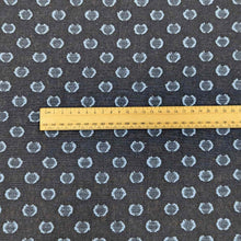 Load image into Gallery viewer, Flat lay of Seren linen cotton jacquard in Indigo. Available at Minerva&#39;s Bower. A ruler is included to show scale