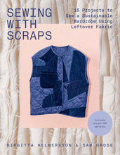 Load image into Gallery viewer, Book cover of 'Sewing with Scraps' featuring a blue quilted vest on a pink background. Book for sale at Minerva's Bower