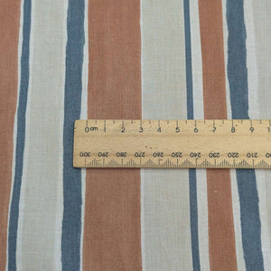 Close up of Japanese Cotton Batiste, Sienna Stripe for sale at Minerva's Bower, ruler included for scale