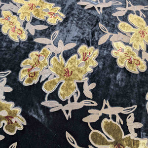 Flat lay of Silk Burnout Velvet, Antique Gold Floral, for sale at Minerva's Bower
