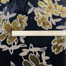 Load image into Gallery viewer, Flat lay of Silk Burnout Velvet, Antique Gold Floral, for sale at Minerva&#39;s Bower, ruler included for scale