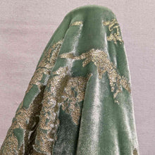 Load image into Gallery viewer, Drape of Silk Velvet, Gold Foil on Mint, for sale at MInerva&#39;s Bower
