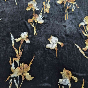 Flat lay of Silk Velvet, Golden Iris, for sale at Minerva's Bower