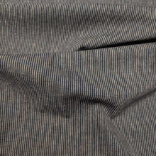 Load image into Gallery viewer, Flat drape of Sophie Stripe 55% linen and 45% cotton, Black- for sale at Minerva's Bower
