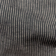 Load image into Gallery viewer, Close up of Sophie Stripe 55% linen and 45% cotton, Black - for sale at Minerva's Bower