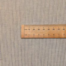 Load image into Gallery viewer, Close up flat lay of Sophie Stripe 55% linen and 45% cotton, Cream, ruler included for scale - for sale at Minerva's Bower