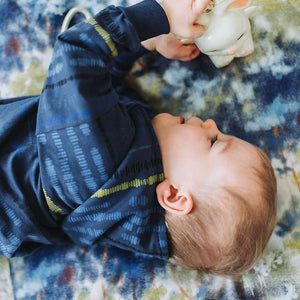 Baby hoodie in See You At Six Cotton French Terry, Sound Waves, fabric for sale at Minerva's Bower 