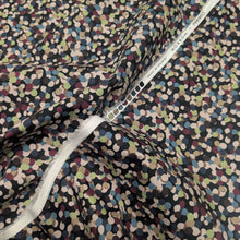 Load image into Gallery viewer, Flat drape and selvedge detail of 100% Cotton Sparkle Dot, Plum,  ruler included for scale - for sale at Minerva's Bower