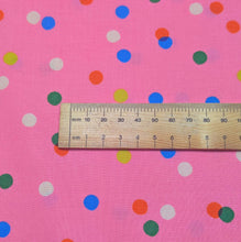 Load image into Gallery viewer, Close up flat lay of Ruby Star 100% cotton, Sparkle Mart Pink, ruler included for scale - for sale at Minerva's Bower