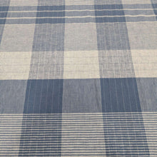 Load image into Gallery viewer, Blue and white checkered linen cotton fabric for sale at Minerva&#39;s Bower
