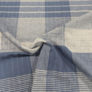 Draped Blue and white checkered linen cotton fabric for sale at Minerva's Bower