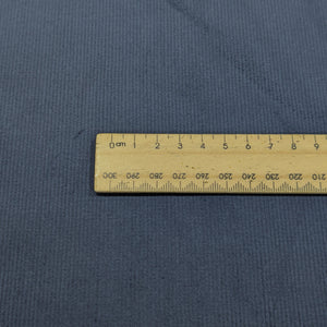 Stretch 14 Wale Cotton Cord, Blue Slate, for sale at Minerva's Bower, ruler included for scale