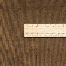 Load image into Gallery viewer, Close up flat lay of Stretch 14 Wale Cotton Cord, Chocolate, ruler included for scale- for sale at Minerva's Bower