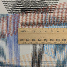Load image into Gallery viewer, Close up flat lay of Japanese 100% Cotton Oxford, Stripe Play, White for sale at Minerva's Bower, ruler included for scale