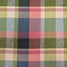 Load image into Gallery viewer,  Yarn dyed crinkle 55% linen 45% cotton check in pinks and greens available at Minerva&#39;s Bower 