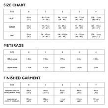 Load image into Gallery viewer, Size Chart for Tessuti Patterns Torino vest paper Pattern For sale at Minerva&#39;s Bower 