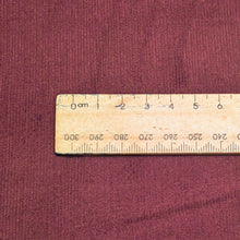 Load image into Gallery viewer, Close up flat lay of Tammy 100% cotton Pinwale, Burgundy, ruler included - for sale at Minerva's Bower