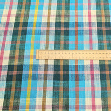 Load image into Gallery viewer, Flat lay of 100% Indian Cotton Teal Plaid, Warp and Weft Mystic Fable by Ruby Star Society - ruler included for scale, available at Minerva's Bower